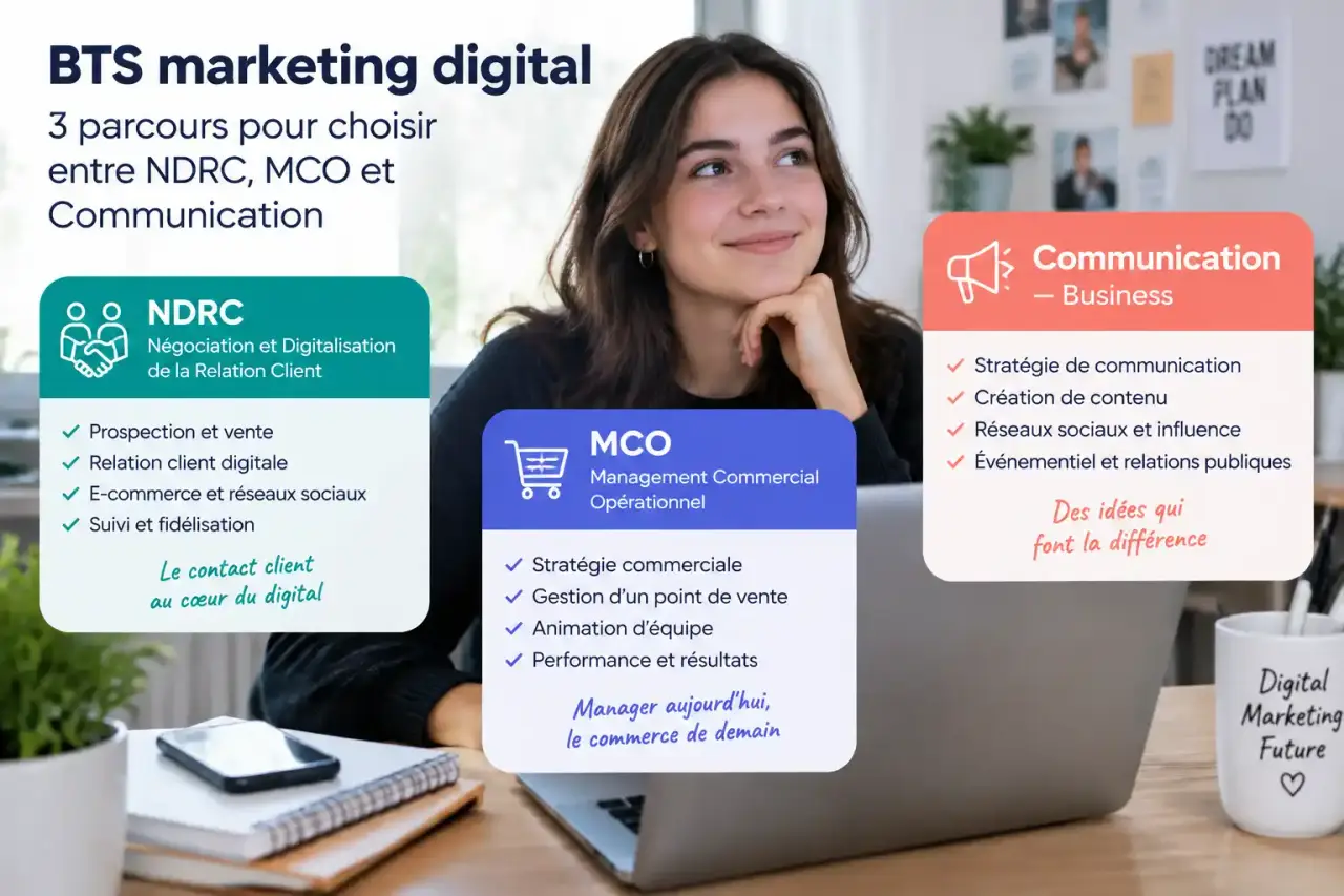 BTS marketing digital : 3 parcours pour choisir entre NDRC, MCO et Communication