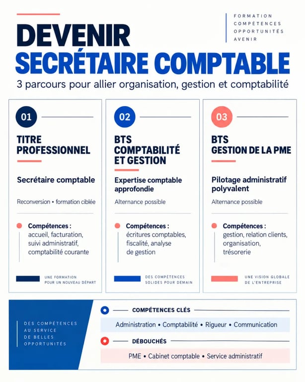Infographie sur les parcours de formation en secrétariat comptabilité