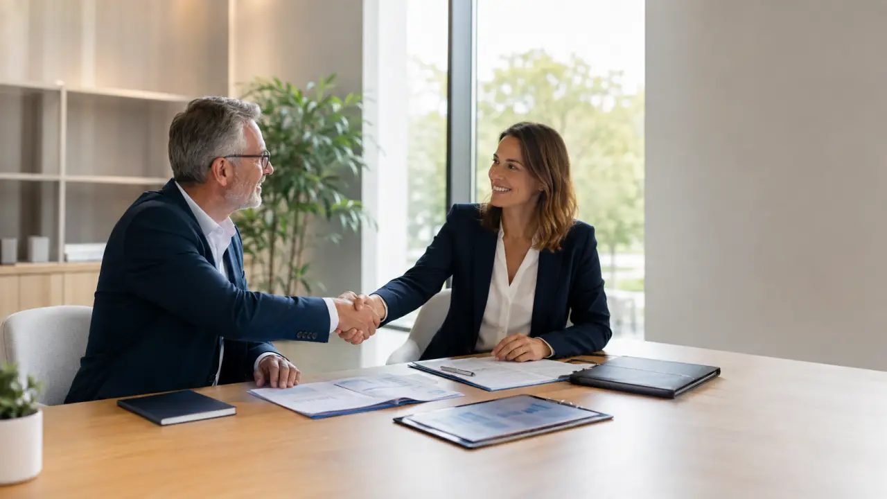 Dirigeants échangeant lors d'une négociation de cession d'entreprise